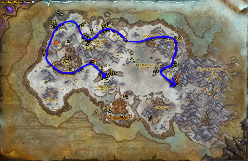 Best route for Fireweed farming in Frostfire Ridge.