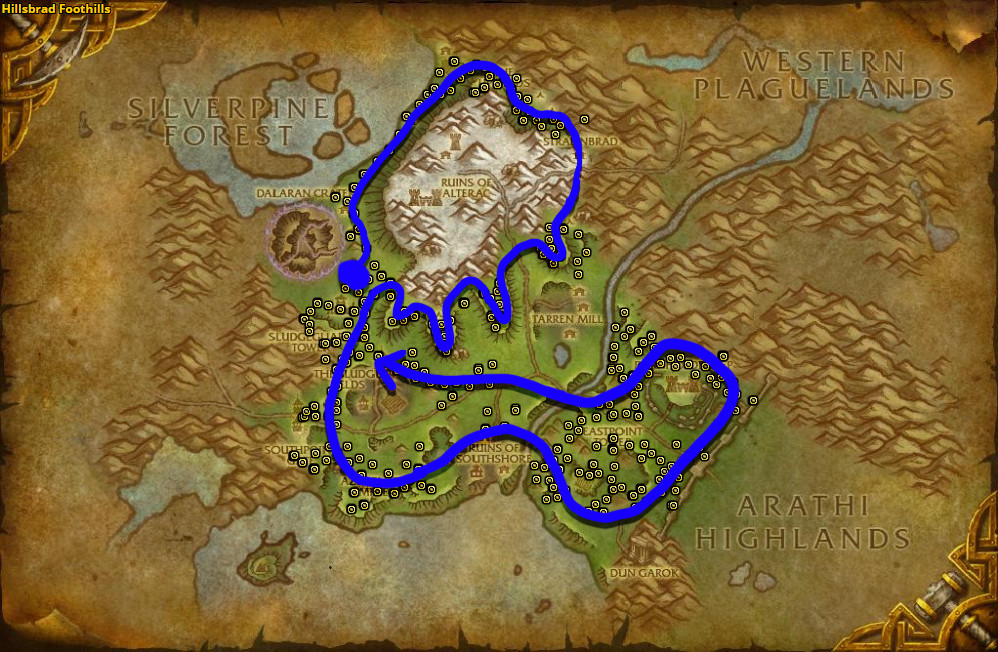 Best route for Swiftthistle farming in Hillsbrad Foothills - Mageroyal.