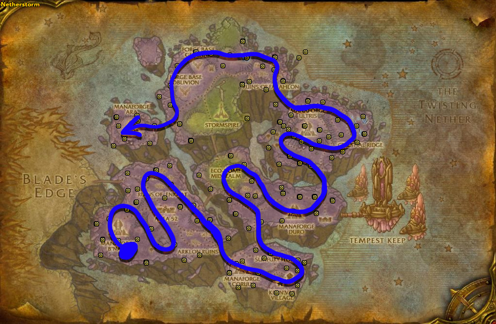 Best route for Netherbloom farming in Netherstorm.