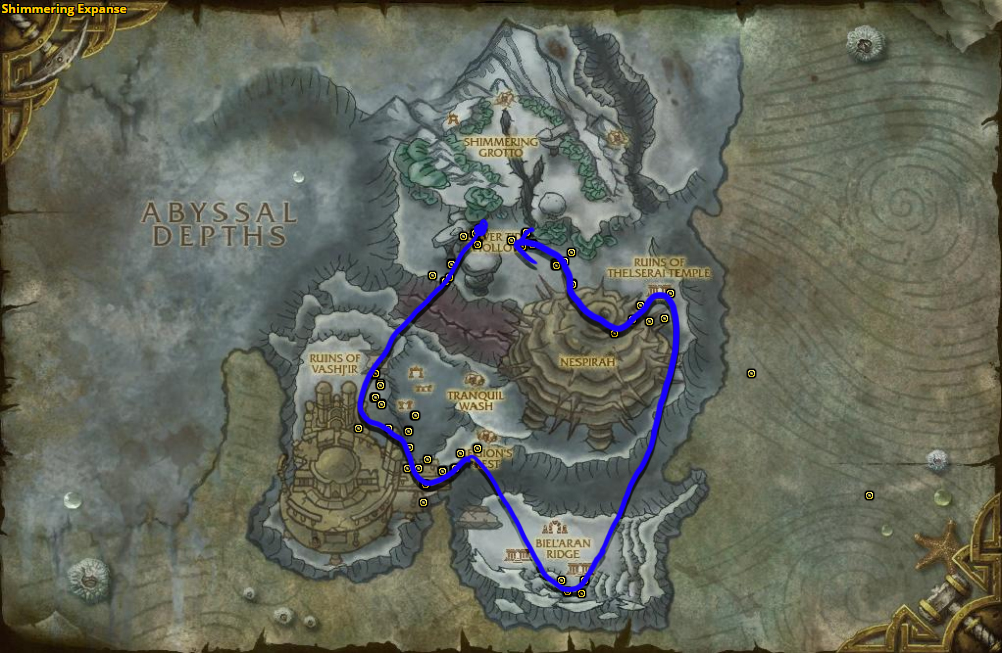Best route for farming Stormvine in Shimmering Expanse.